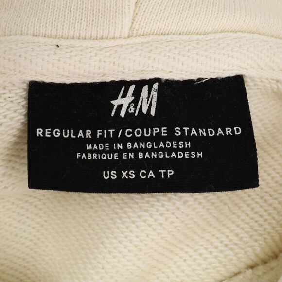 H&M Top Womens XS Ivory Sweatshirt Hoodie Pouch Pocket Pullover Drawstring - Picture 4 of 14